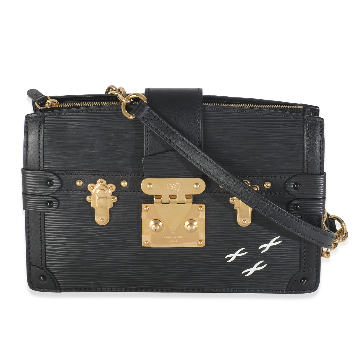 Louis Vuitton Black Epi Leather Trunk Clutch Handbag fv