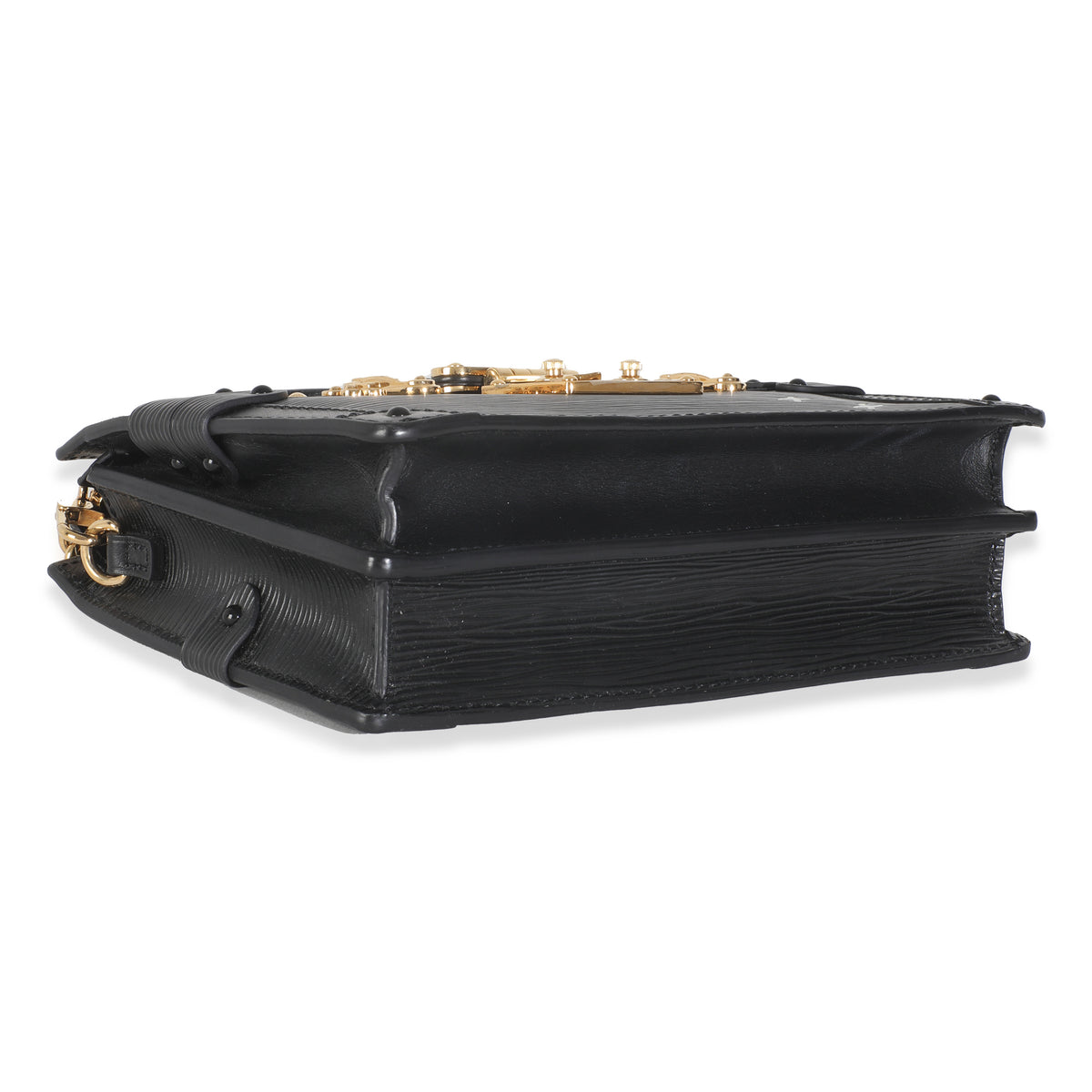 Black Epi Leather Trunk Clutch