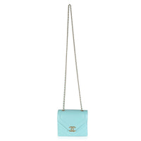 Turquoise Chevron Calfskin Envelope Flap Bag