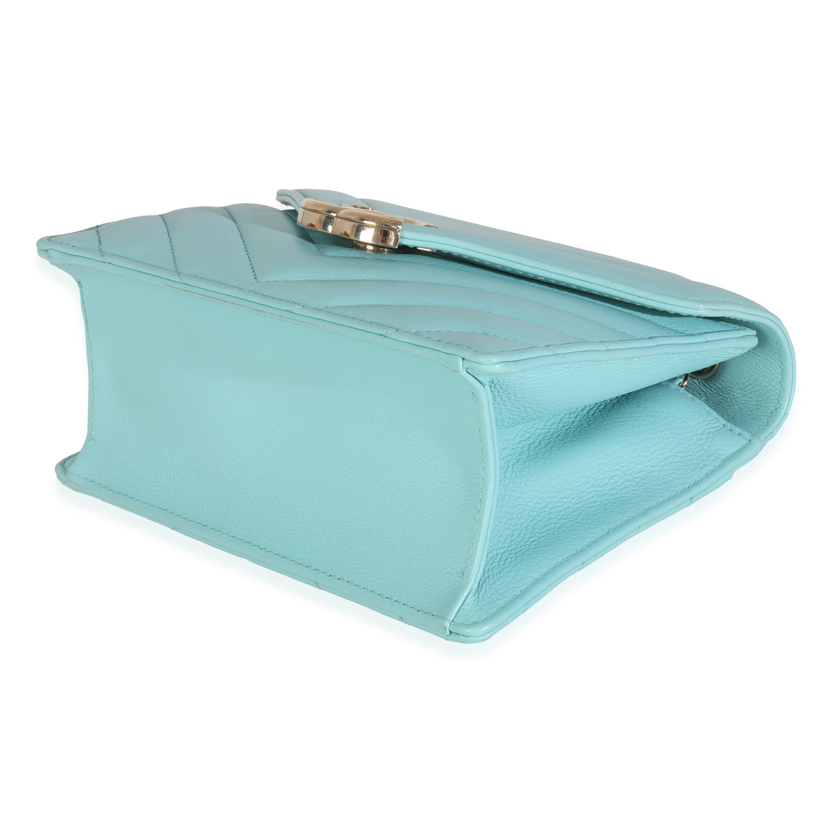 Turquoise Chevron Calfskin Envelope Flap Bag