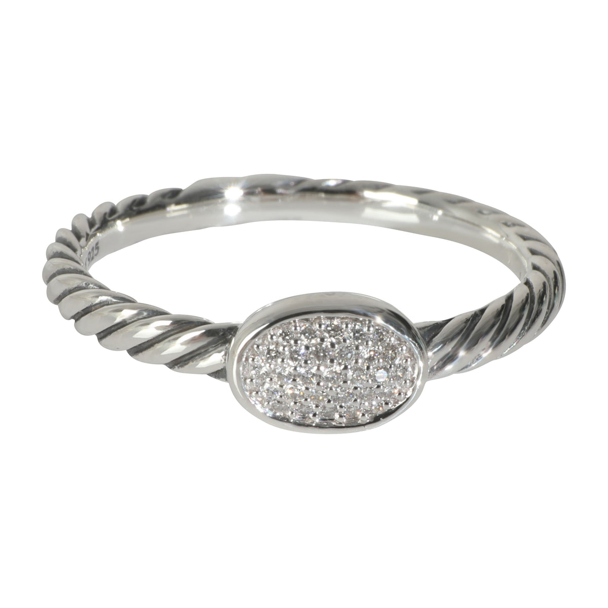 Sterling Silver  Cable Oval Stack Ring