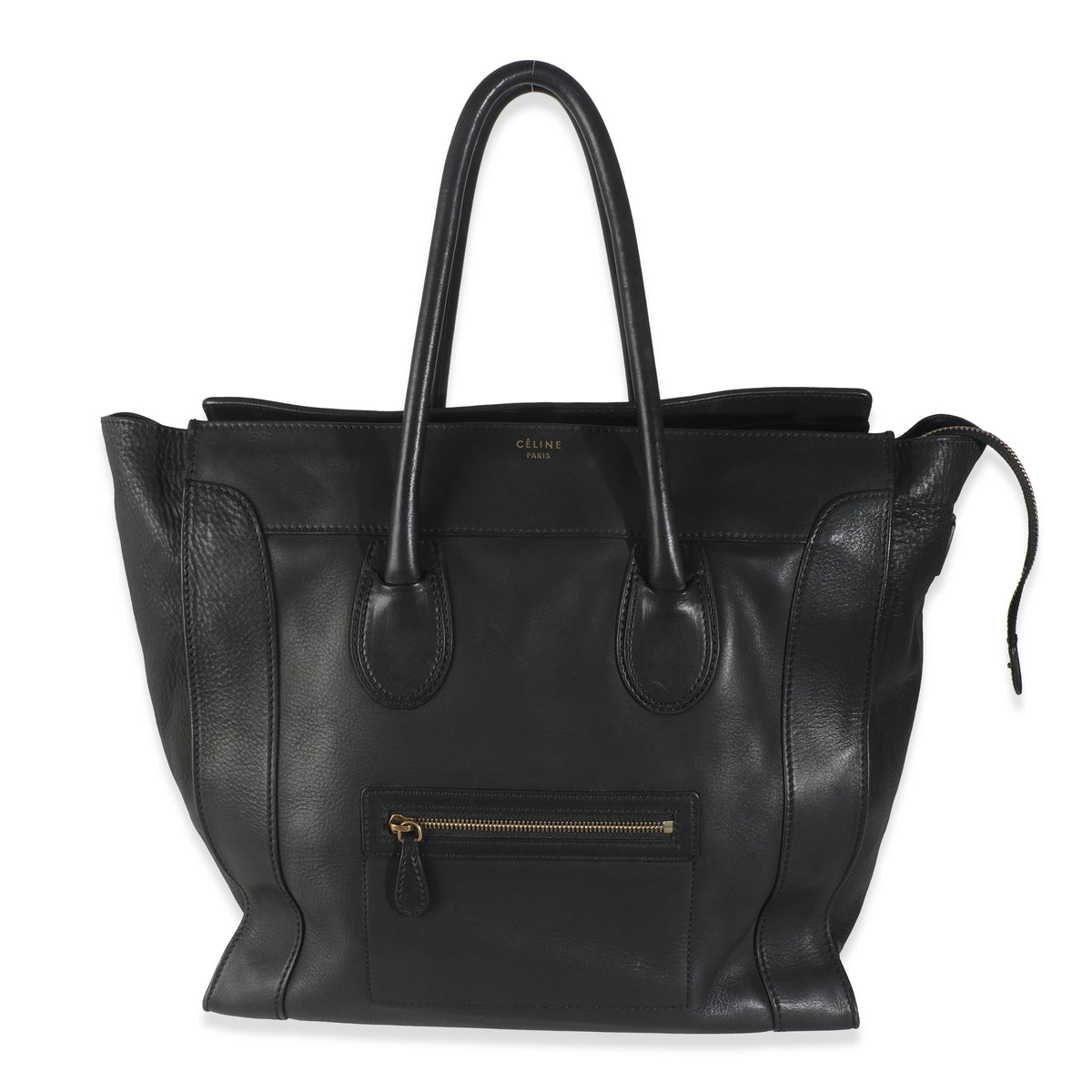 Black Smooth Calfskin Medium Luggage Tote