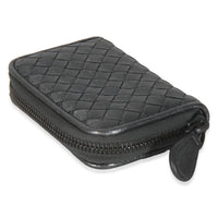 Dark Silver Nappa Intrecciato Card Case