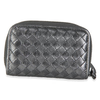 Dark Silver Nappa Intrecciato Card Case