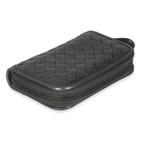 Dark Silver Nappa Intrecciato Card Case