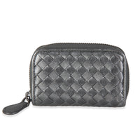 Dark Silver Nappa Intrecciato Card Case