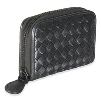 Dark Silver Nappa Intrecciato Card Case