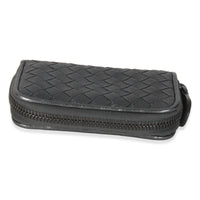 Dark Silver Nappa Intrecciato Card Case