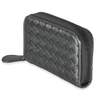 Dark Silver Nappa Intrecciato Card Case