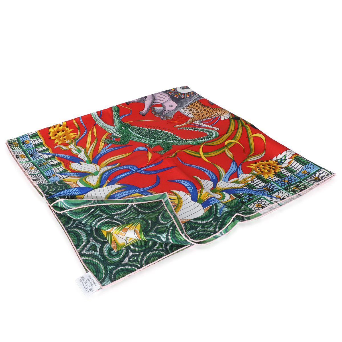 Rouge Vert Multicolor Silk La Marche Du Zambeze Scarf 90