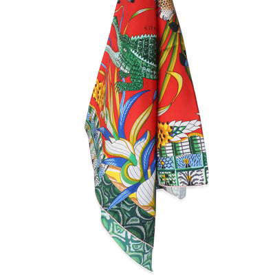 Rouge Vert Multicolor Silk La Marche Du Zambeze Scarf 90