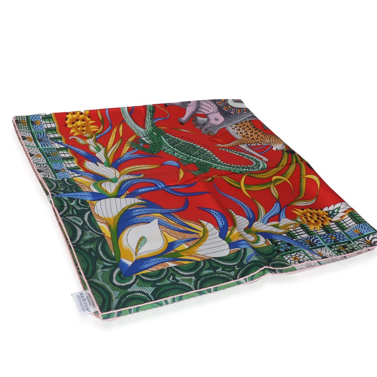 Rouge Vert Multicolor Silk La Marche Du Zambeze Scarf 90