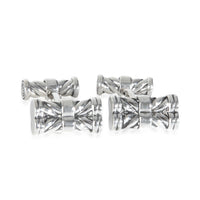 Sterling Silver  Sculpted Cable Elongated Cufflinks