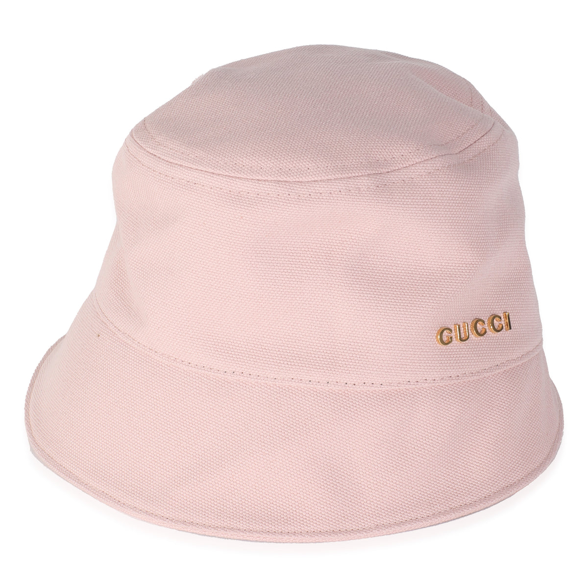 Pink Cotton Gold Logo Bucket Hat