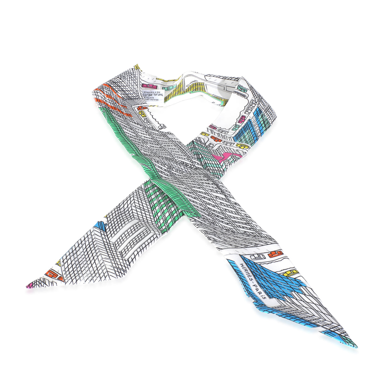 Blanc Vert Multicolore Silk Pantin City Twilly