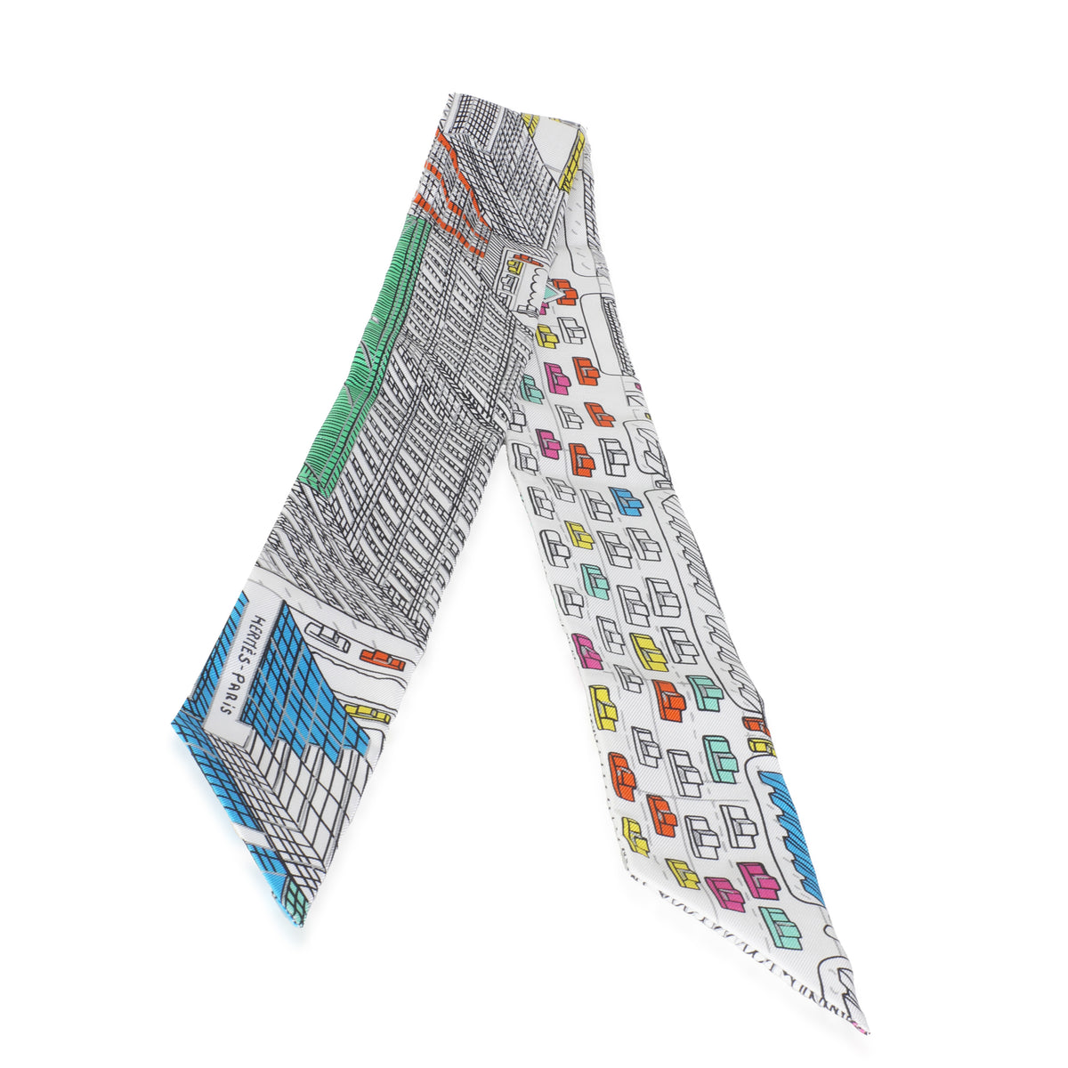 Blanc Vert Multicolore Silk Pantin City Twilly