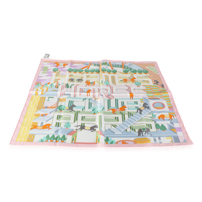 Rose Pale Vert Jaune Silk Horse Club Detail Scarf 45