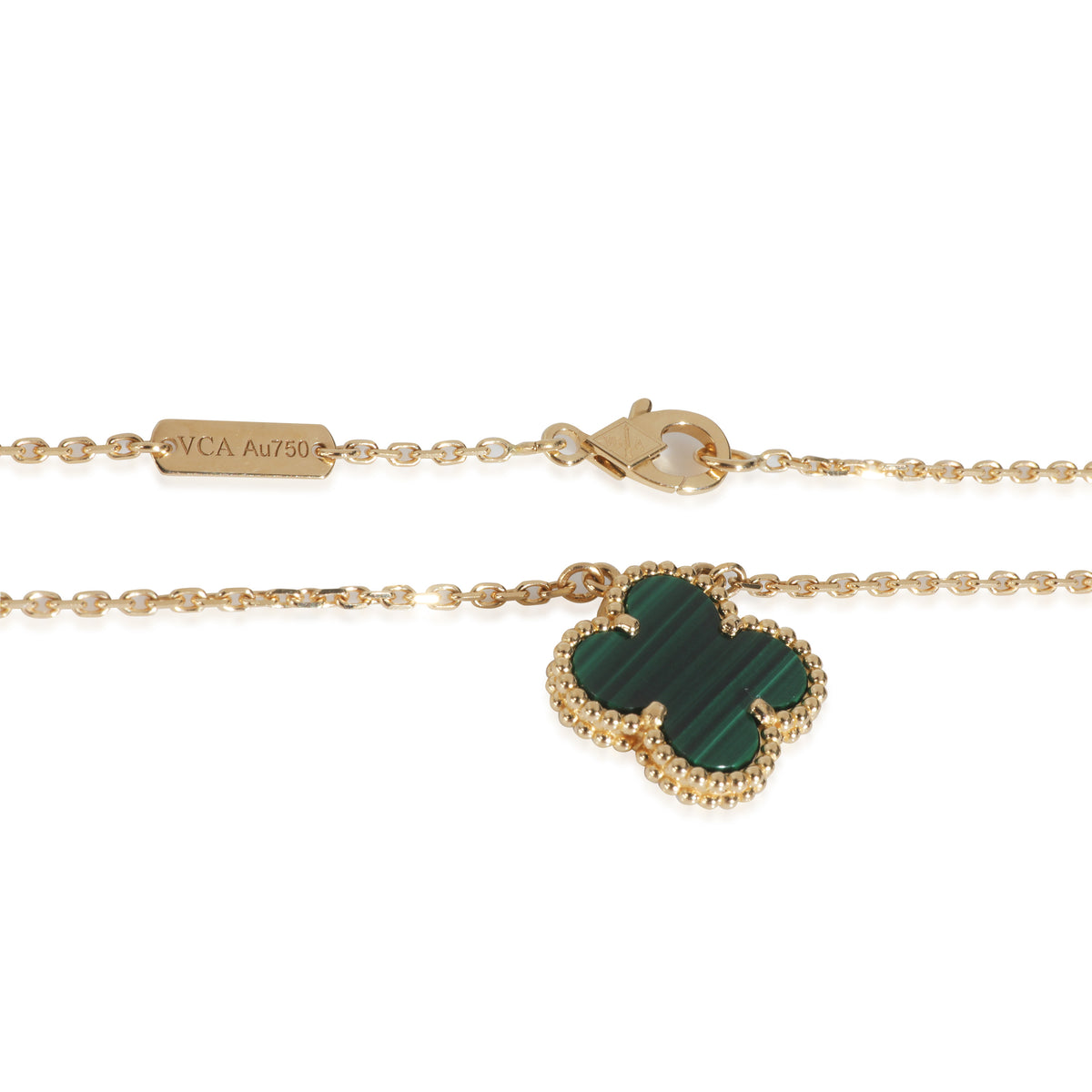 Yellow Gold Malachite Vintage Alhambra Pendant