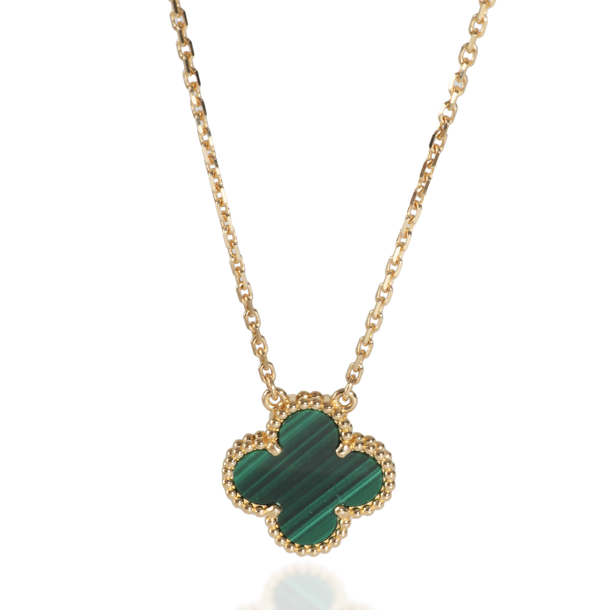 Yellow Gold Malachite Vintage Alhambra Pendant