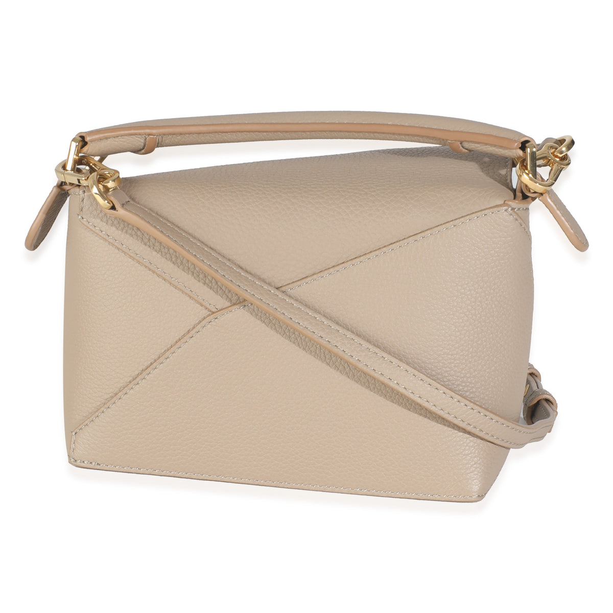 Sand Calfskin Mini Puzzle Edge Bag