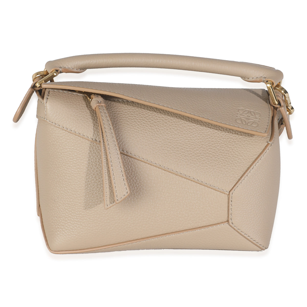 Sand Calfskin Mini Puzzle Edge Bag