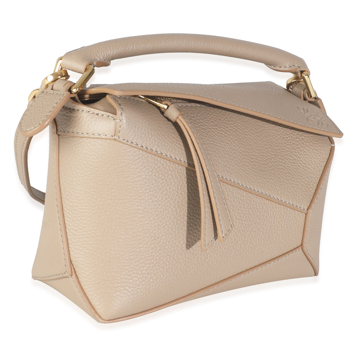 Sand Calfskin Mini Puzzle Edge Bag