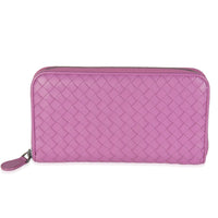Purple Nappa Intrecciato Lambskin Zip Around Wallet