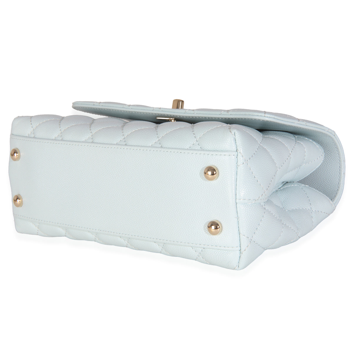 21K Blue Quilted Caviar Mini Coco Handle Flap HandBag