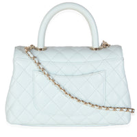 21K Blue Quilted Caviar Mini Coco Handle Flap HandBag