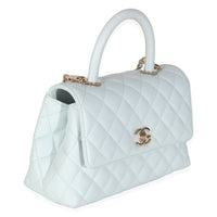 21K Blue Quilted Caviar Mini Coco Handle Flap HandBag