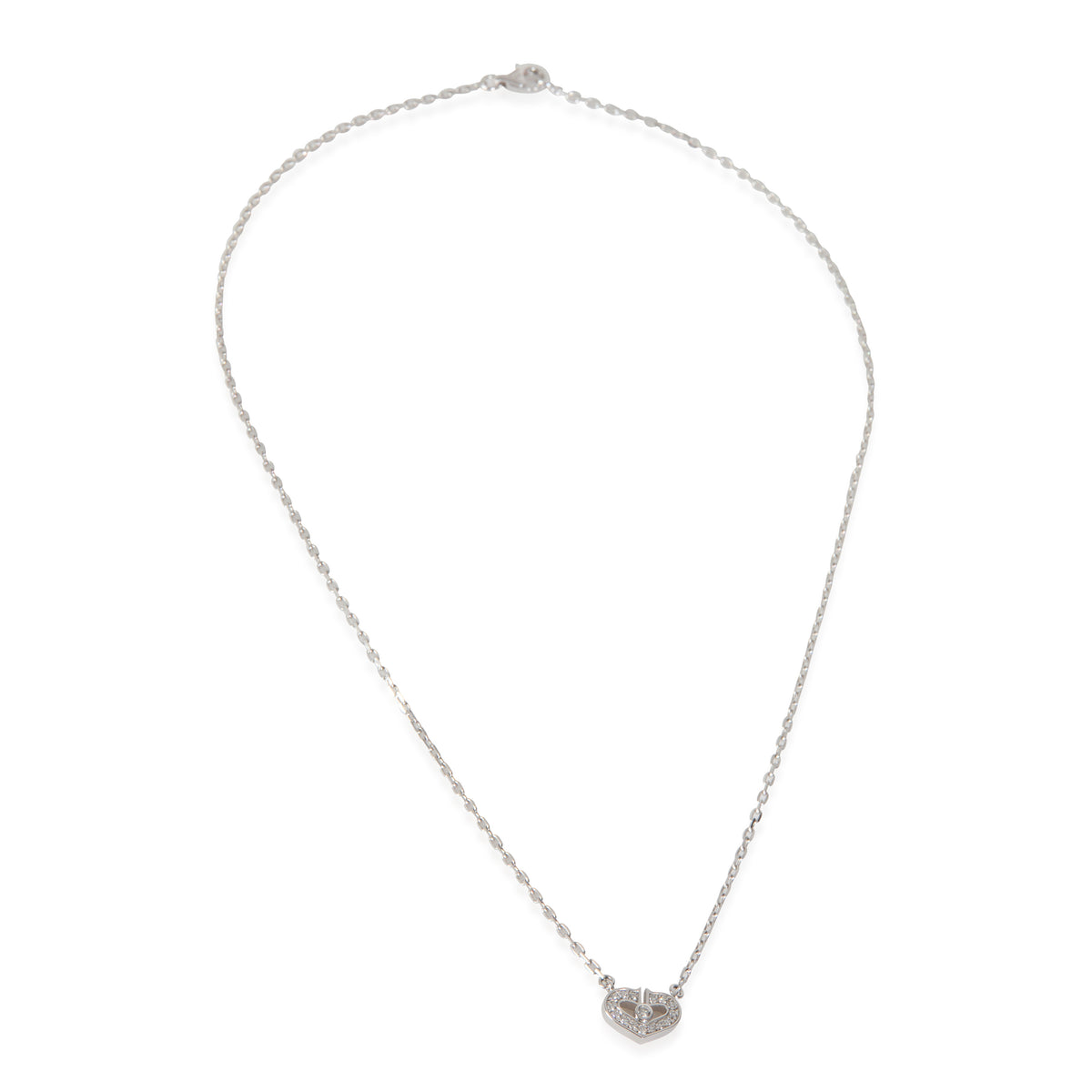 White Gold Diamond C de Cartier Heart Necklace