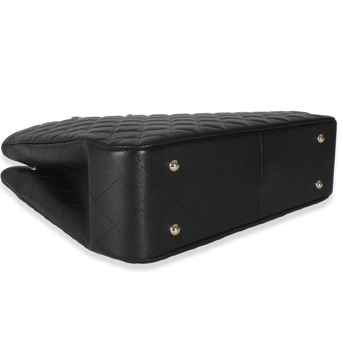 24A Black Quilted Caviar Large Classic Shopping Tote Bag