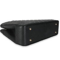 24A Black Quilted Caviar Large Classic Shopping Tote Bag