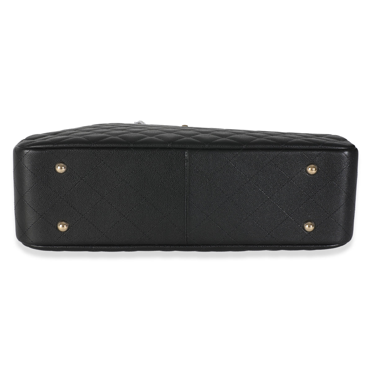 24A Black Quilted Caviar Large Classic Shopping Tote Bag