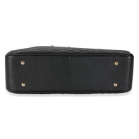 24A Black Quilted Caviar Large Classic Shopping Tote Bag