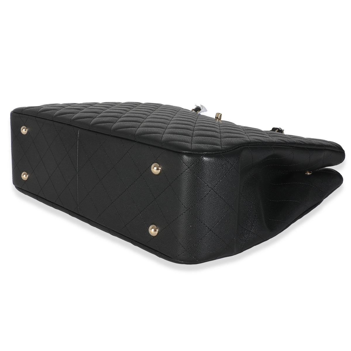 24A Black Quilted Caviar Large Classic Shopping Tote Bag