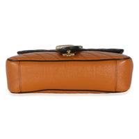 Gucci Cognac Calfskin Matelasse Diagonal Small Torchon GG Marmont Shoulder Bag Handbag box