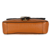 Cognac Calfskin Matelasse Diagonal Small Torchon GG Marmont Shoulder Bag