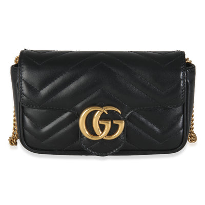 Black Calfskin GG Super Mini Marmont