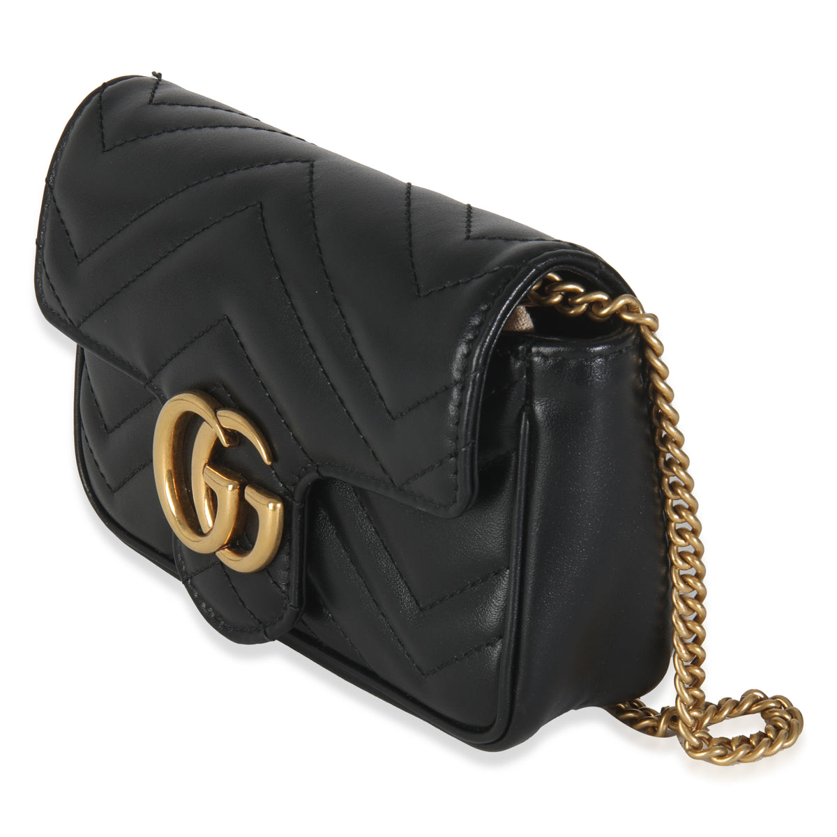 Black Calfskin GG Super Mini Marmont