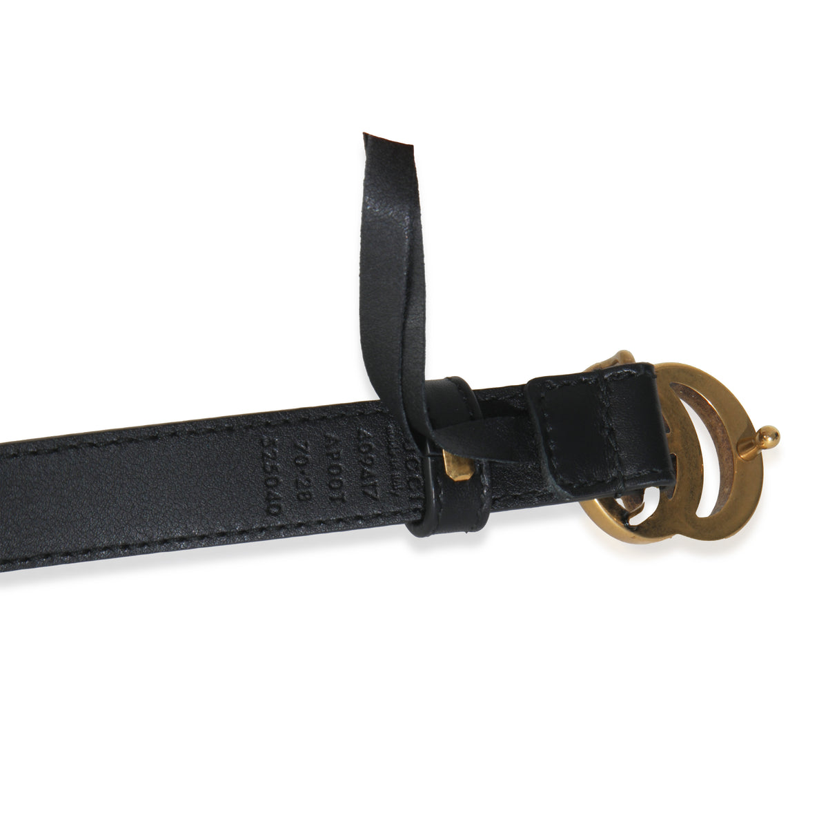 Black Calfskin Thin Interlocking G Marmont Belt 70/28185