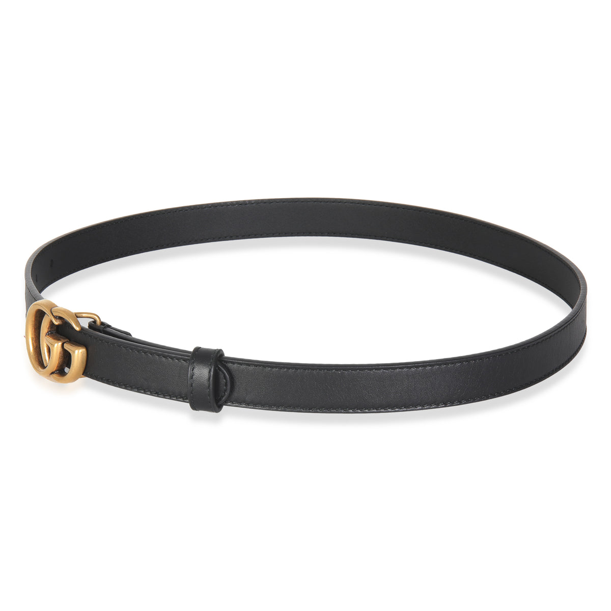 Black Calfskin Thin Interlocking G Marmont Belt 70/28185