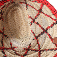 Beige Raffia Red Embroidered Small Anagram Basket