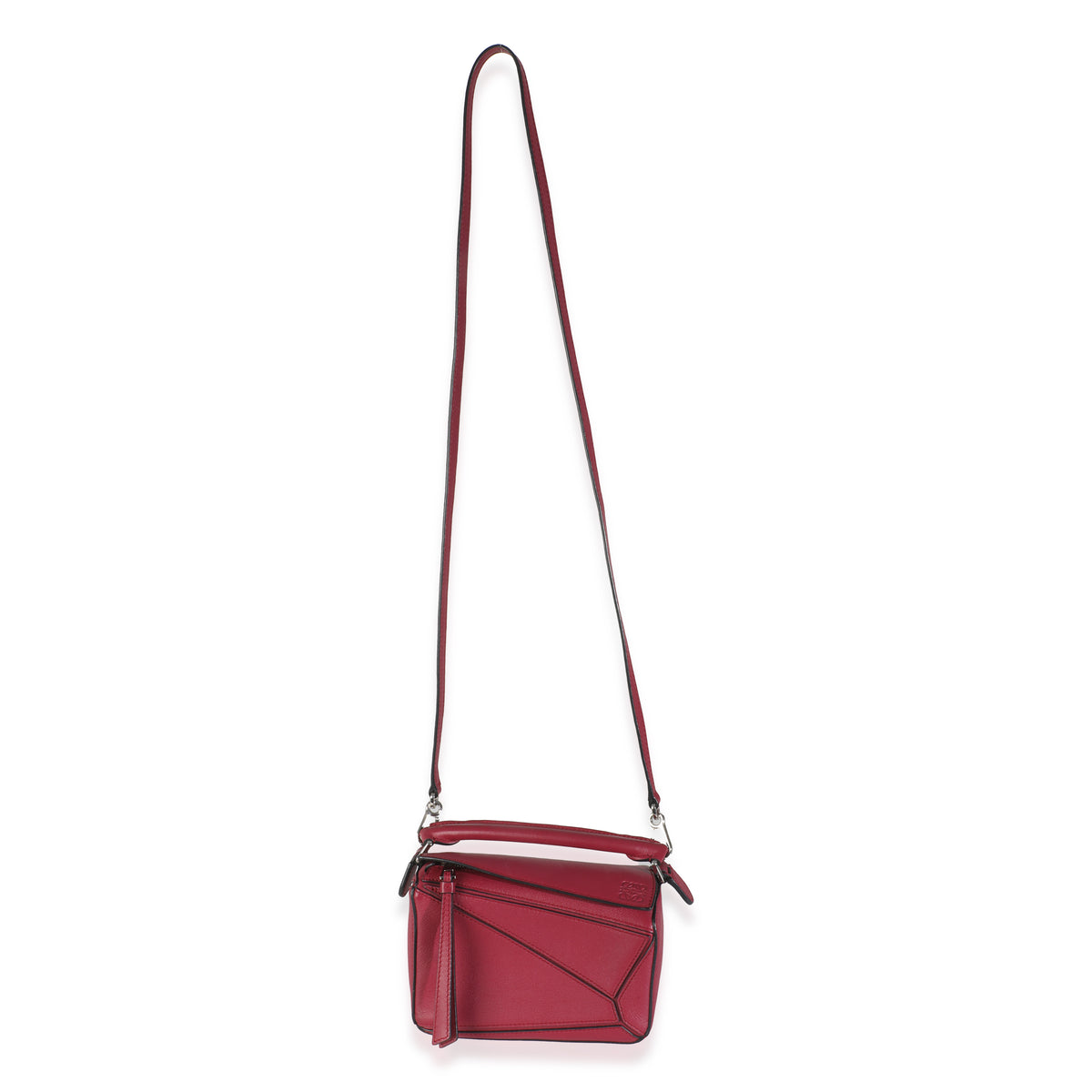 Raspberry Calfskin Mini Puzzle Bag
