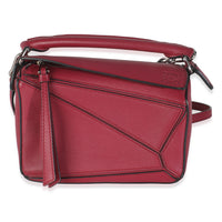 Raspberry Calfskin Mini Puzzle Bag