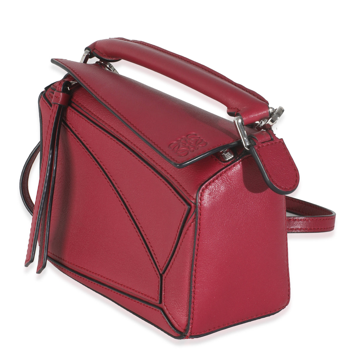 Raspberry Calfskin Mini Puzzle Bag