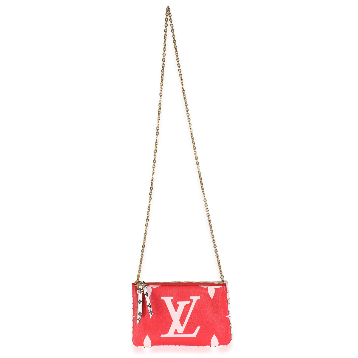 Rouge Monogram Giant Canvas Double Zip Pochette