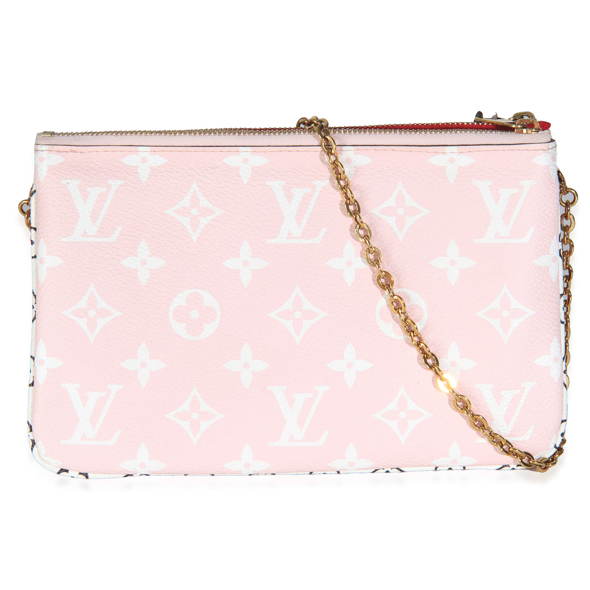 Rouge Monogram Giant Canvas Double Zip Pochette