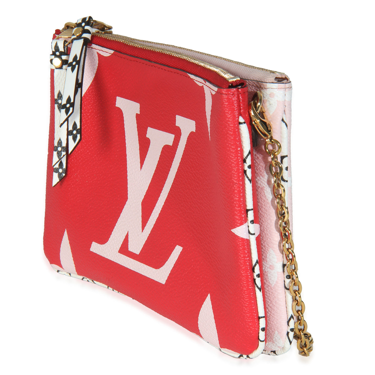 Rouge Monogram Giant Canvas Double Zip Pochette