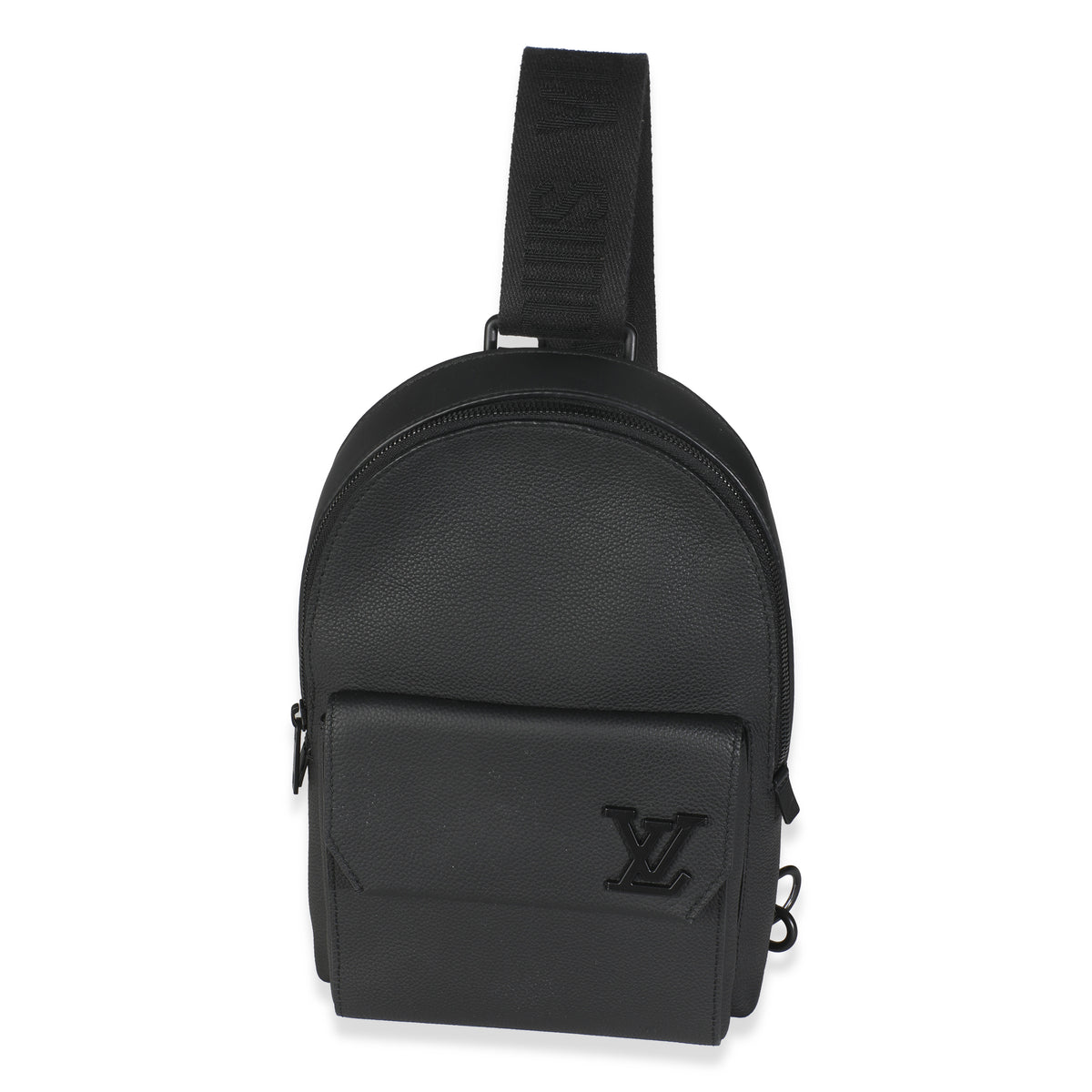 Black Grained Cowhide Aerogram Pilot Slingbag